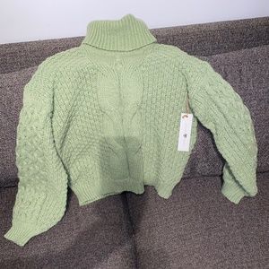 Green woven sweater